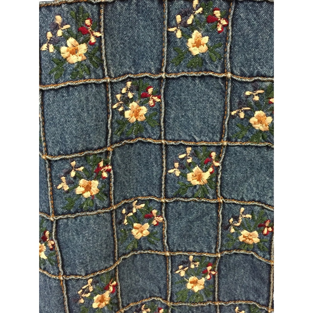 Jane Ashley Jumper Dress Womens L Blue‎ Denim Vintage Maxi Embroidered Floral - Picture 4 of 9
